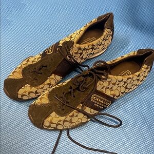 Coach Signature Brown and Tan Sneakers
